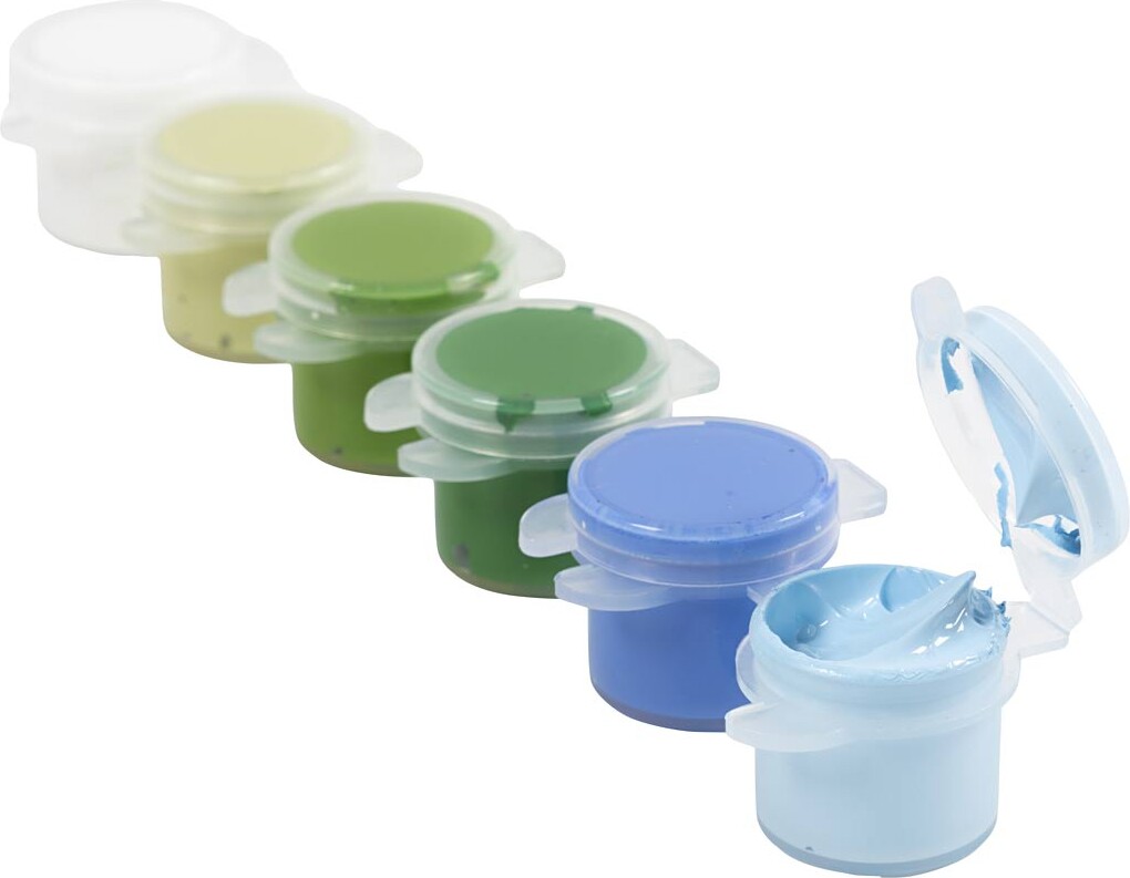 Akrylmaling Sæt - 6X5 Ml - Blågrøn