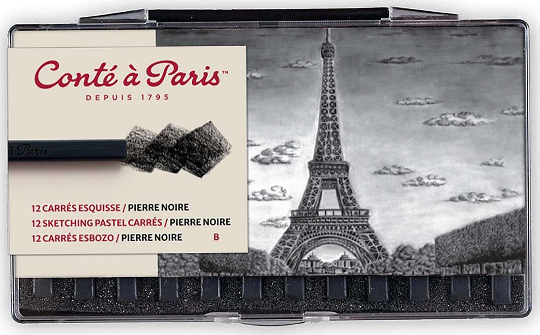 Tegnekridt - Sort - 12 Stk - Conte A Paris