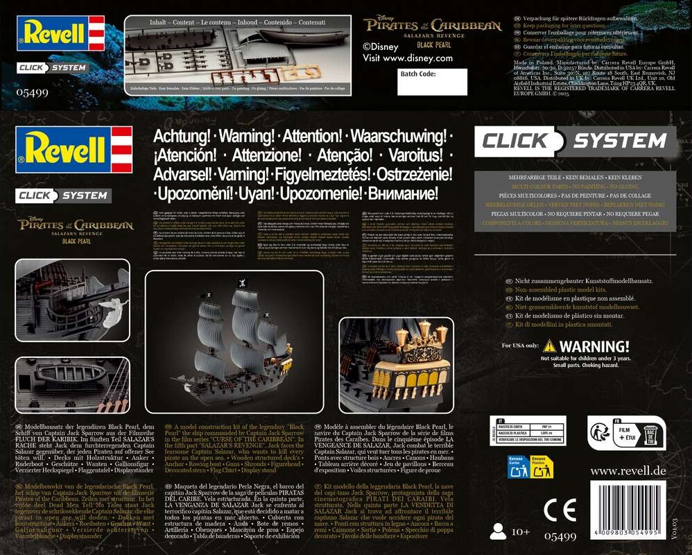 Revell - Pirates Of The Caribbean - Black Pearl Skib Byggesæt - 1 150 -