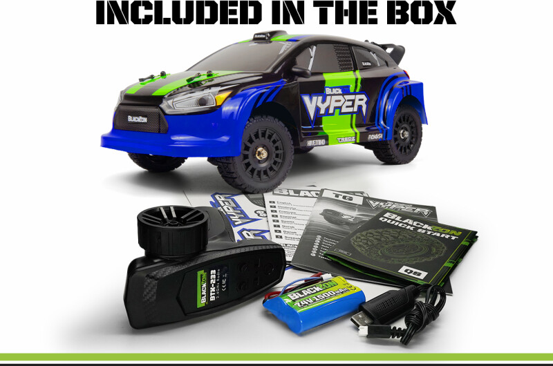 Blackzon - Vyper Rx 4Wd Rc Car - Samlet - Blå Grøn - 1 16 - 540282
