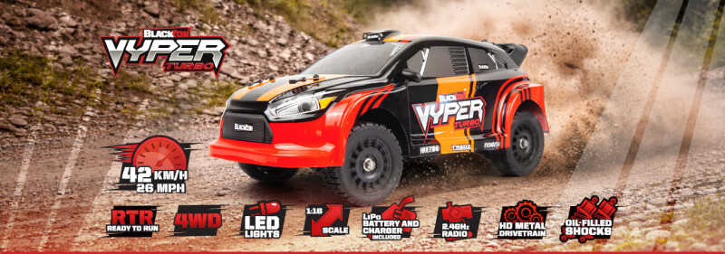 Blackzon - Vyper Rx Turbo 4Wd 2S Rc Car - Rød Orange - 1 16 - 540283