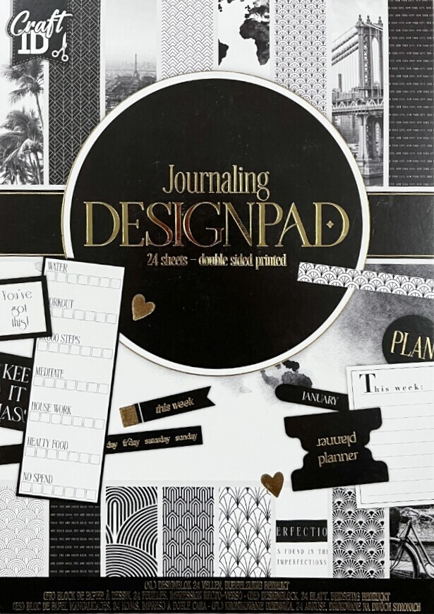 Craft Id - Journaling Designpapir Blok - A5 - 24 Ark - Sort