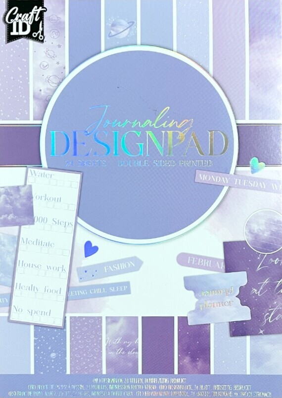 Craft Id - Journaling Designpapir Blok - A5 - 24 Ark - Lilla