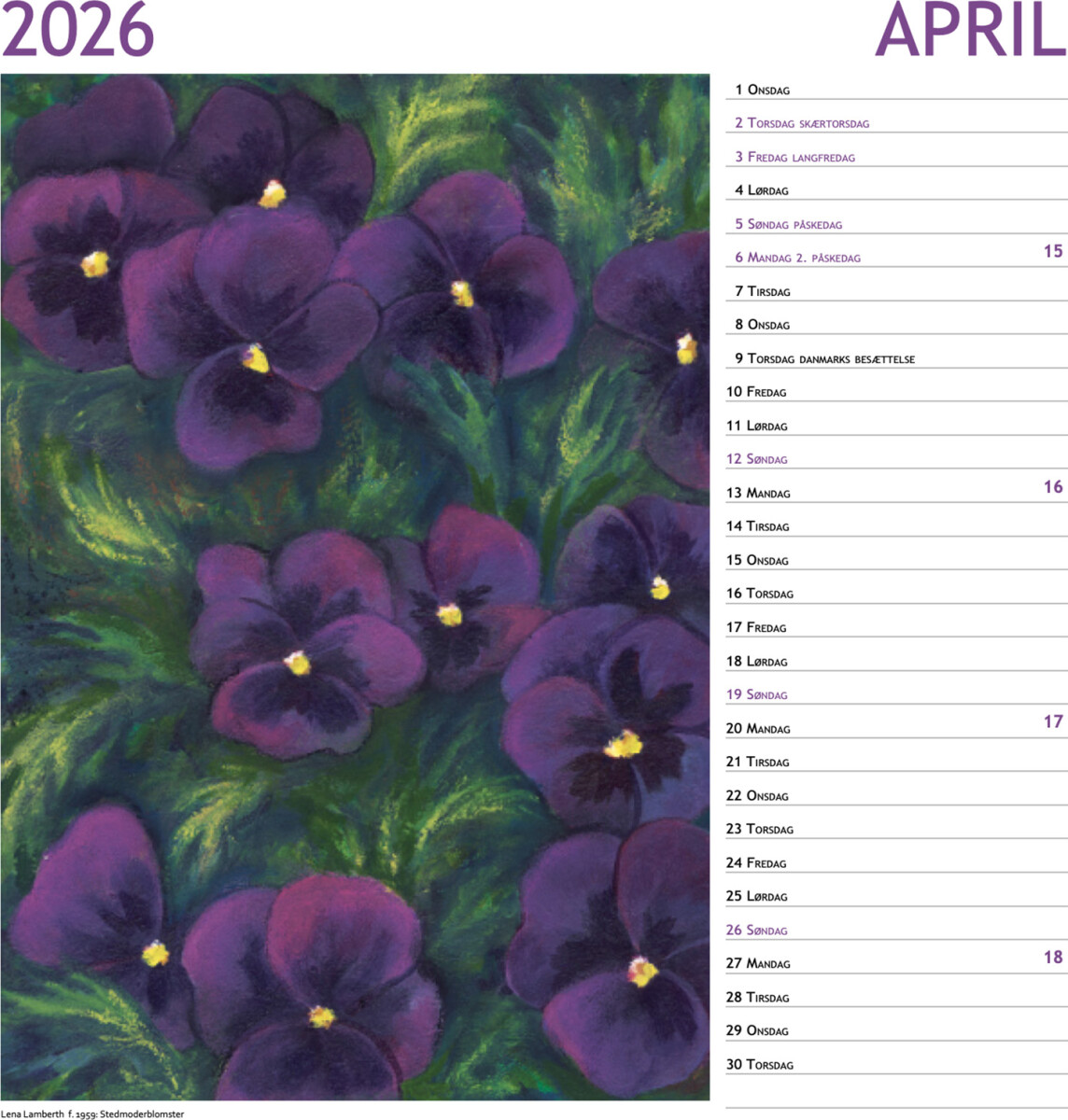 Lena Lamberth - Blomster Kalender 2026