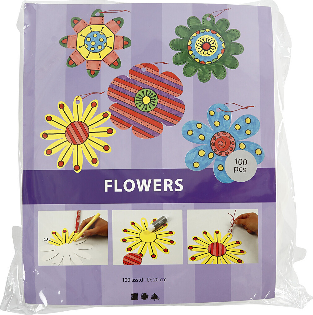 Blomster - Ø 20 Cm - 400 G - Hvid - 5X20 Stk - Assorteret