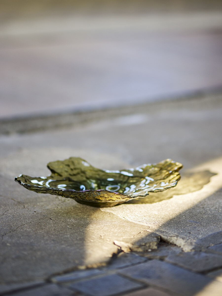 Bloomingville - Aiku Skål - Grøn - Glas - L 38 Cm