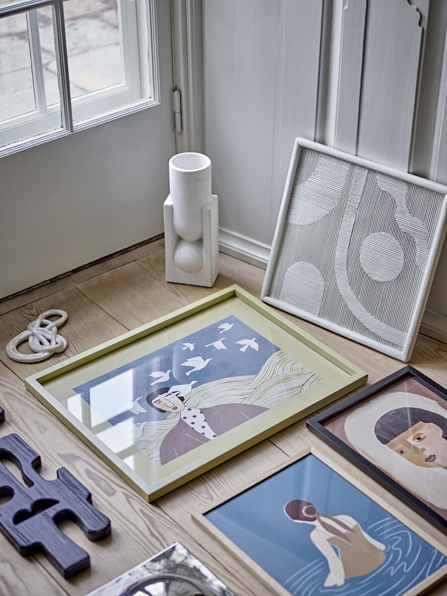 Bloomingville - Amanda Plakat Med Ramme - Multifarvet - Fyrretræ