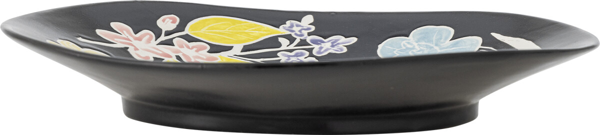 Bloomingville Serveringsbakke - Amberly - Sort - Stentøj - Ø26 Cm