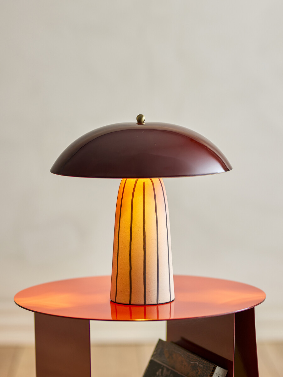 Bloomingville - Arvid Bordlampe - H 32 Cm - Stentøj Keramik - Rød