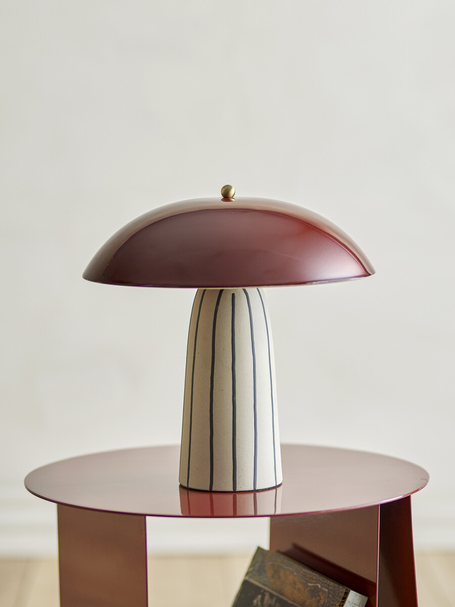 Bloomingville - Arvid Bordlampe - H 32 Cm - Stentøj Keramik - Rød