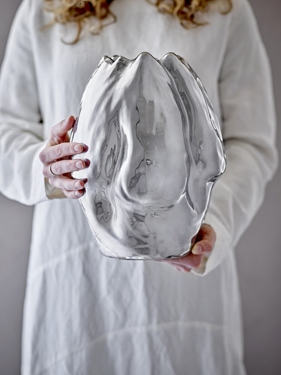 Bloomingville Vase - Bobby - Sølv - Stentøj - 29 Cm