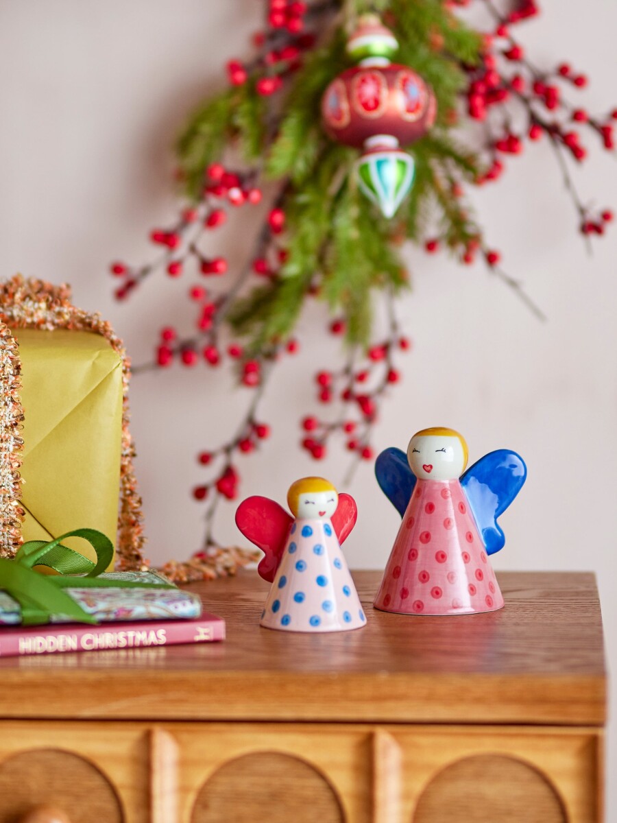 Bloomingville - Caramella Juleengle Figur Sæt - Stentøj - 2 Stk