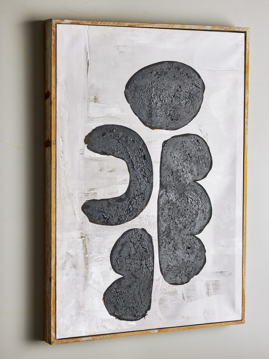 Bloomingville - Comma Illustration Med Ramme - Sort - Fyrretræ