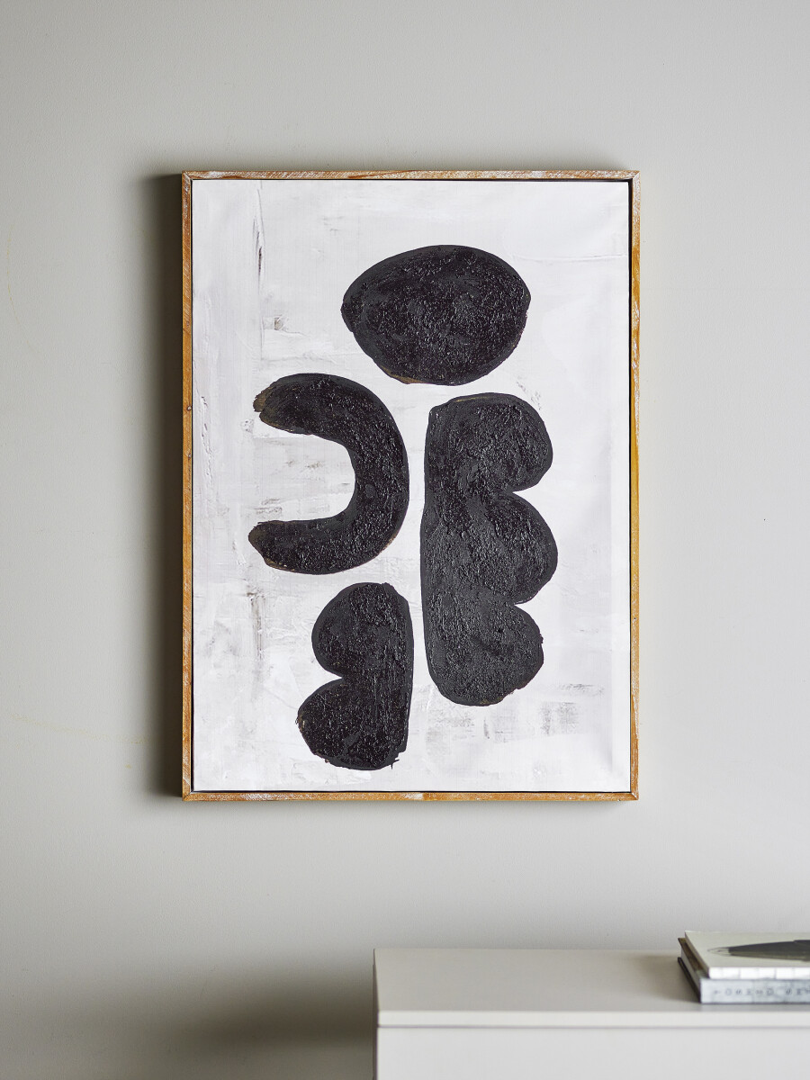 Bloomingville - Comma Illustration Med Ramme - Sort - Fyrretræ