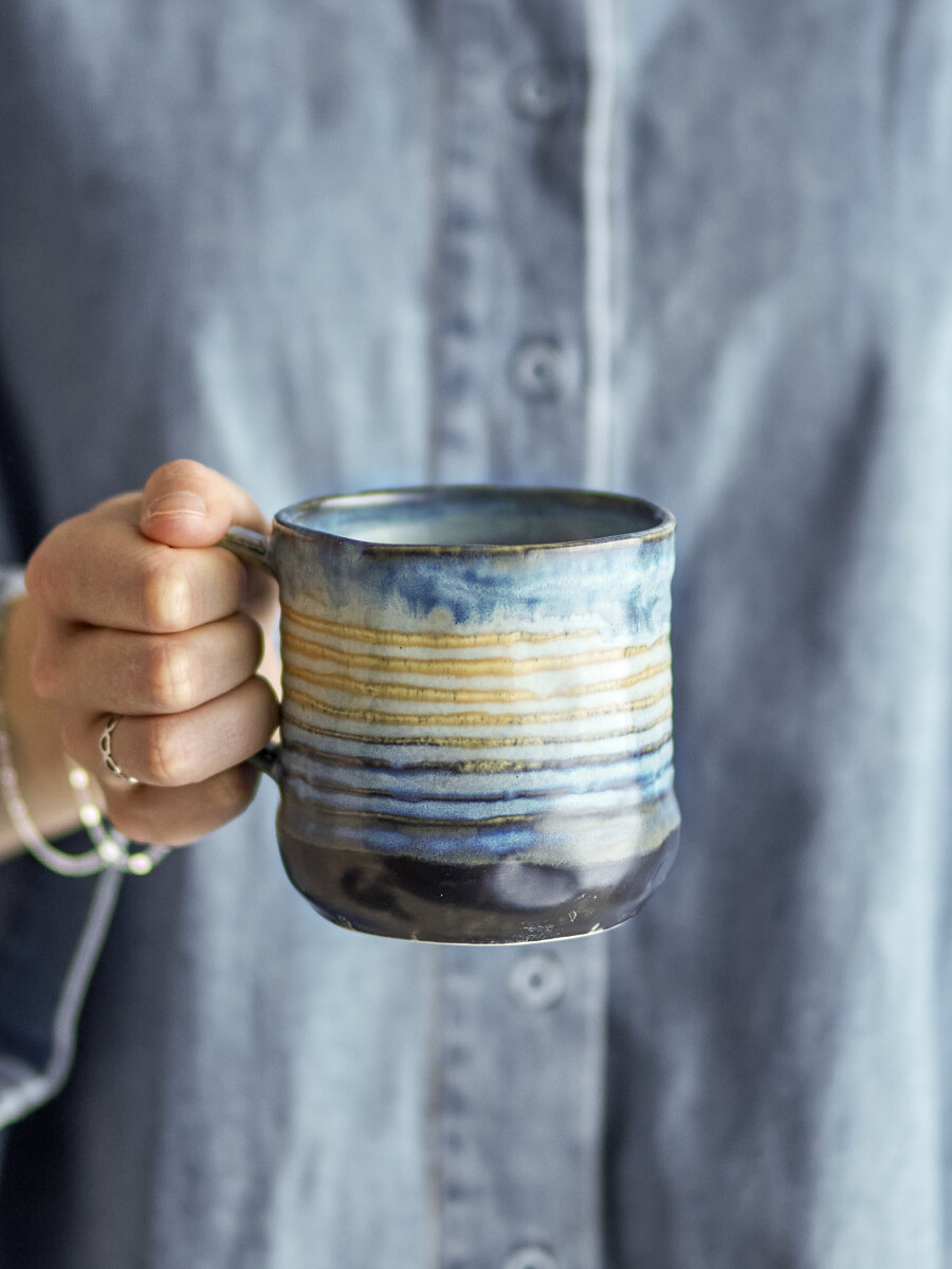 Bloomingville Krus - Deana - Blå - Stentøj - Sæt Med 4 - 380 Ml