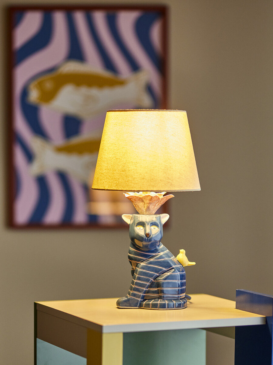 Bloomingville - Eri Bordlampe - Blå - Stentøj Keramik