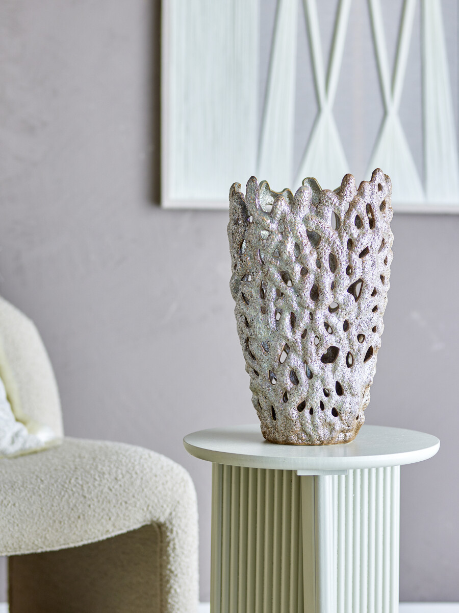 Bloomingville Vase - Eunice - Hvid - Stentøj - 37 Cm