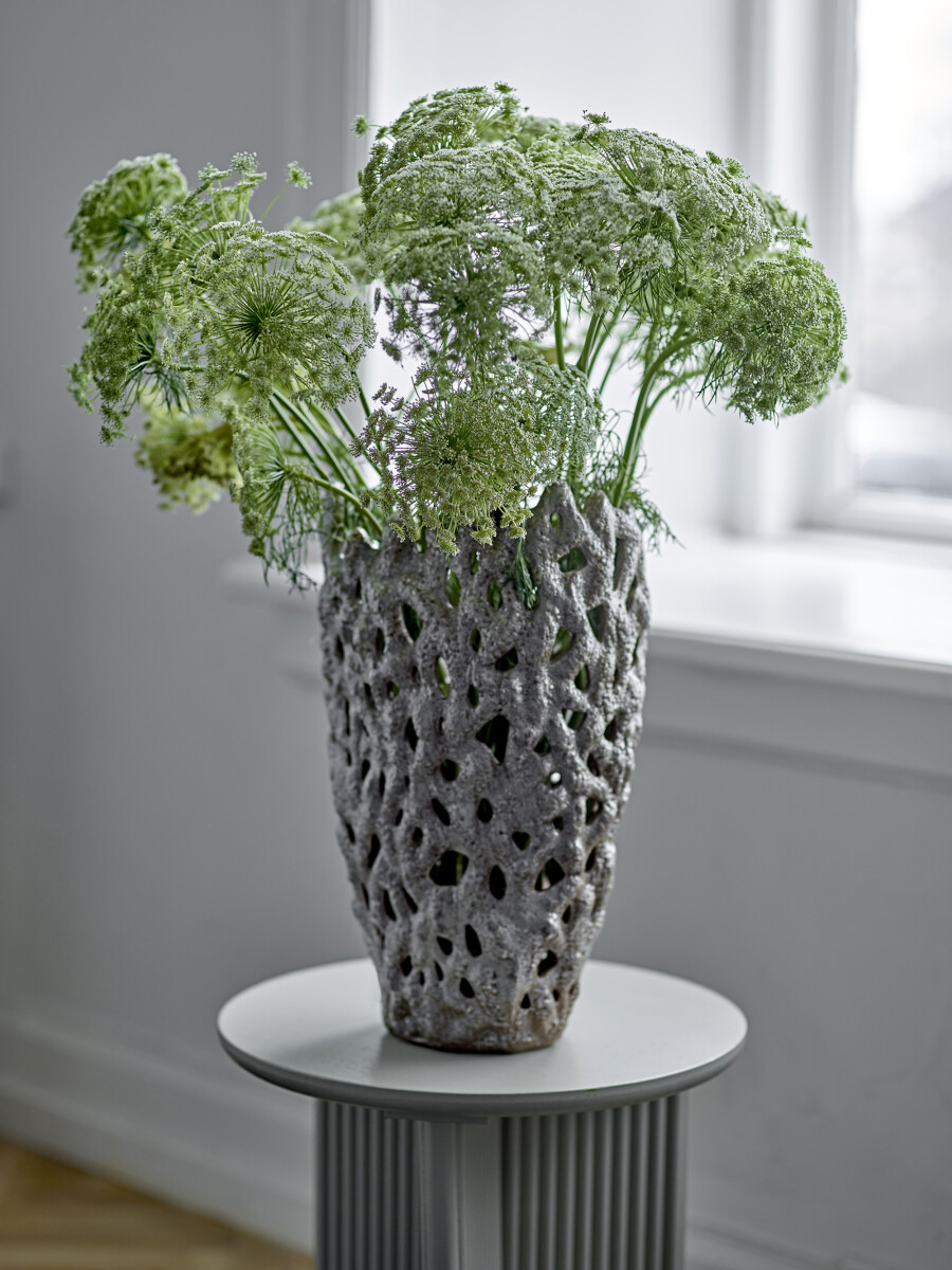 Bloomingville Vase - Eunice - Hvid - Stentøj - 37 Cm