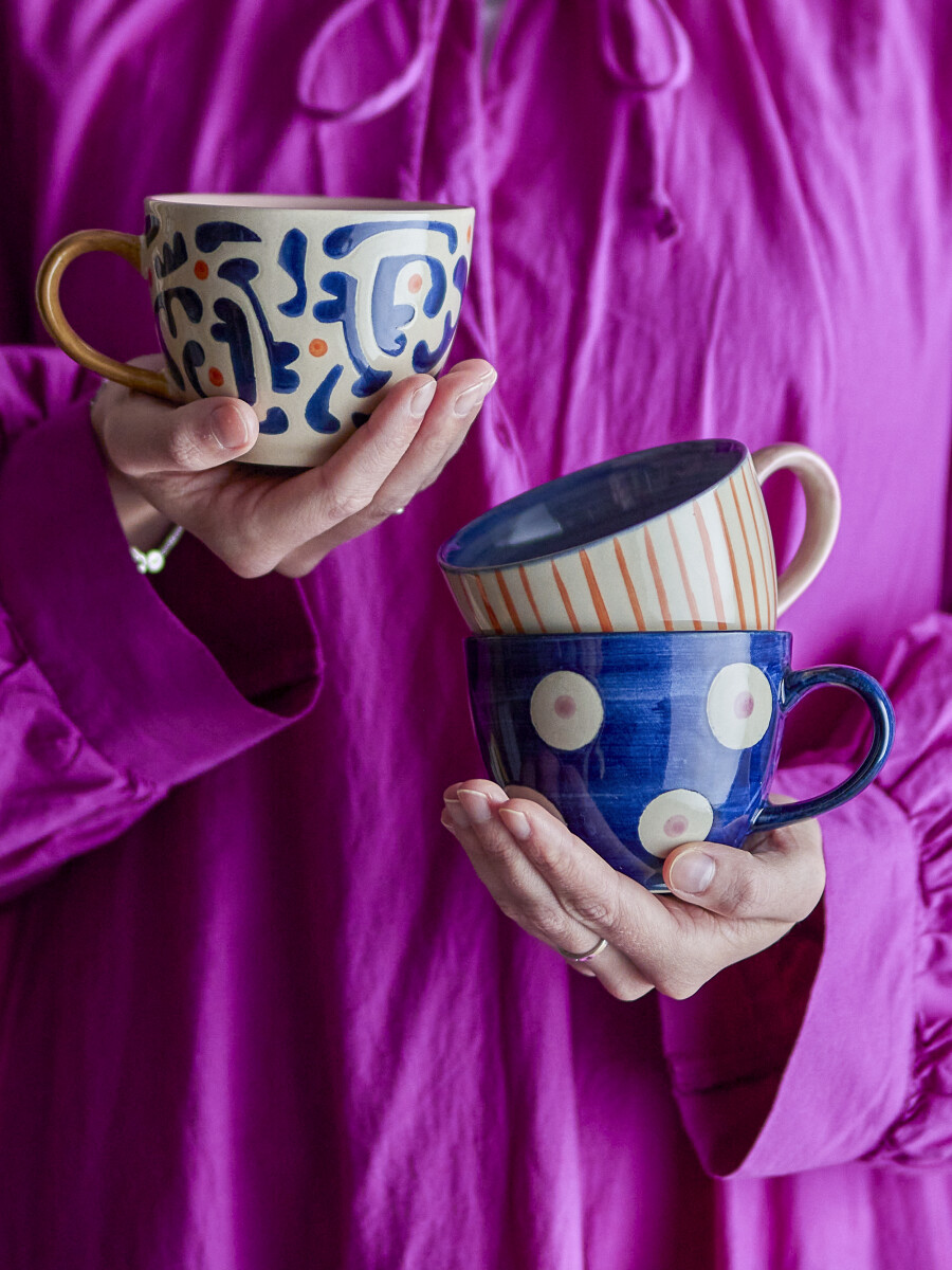 Bloomingville - Eviaya Kop - Blå - Stentøj - Sæt Med 3 Stk