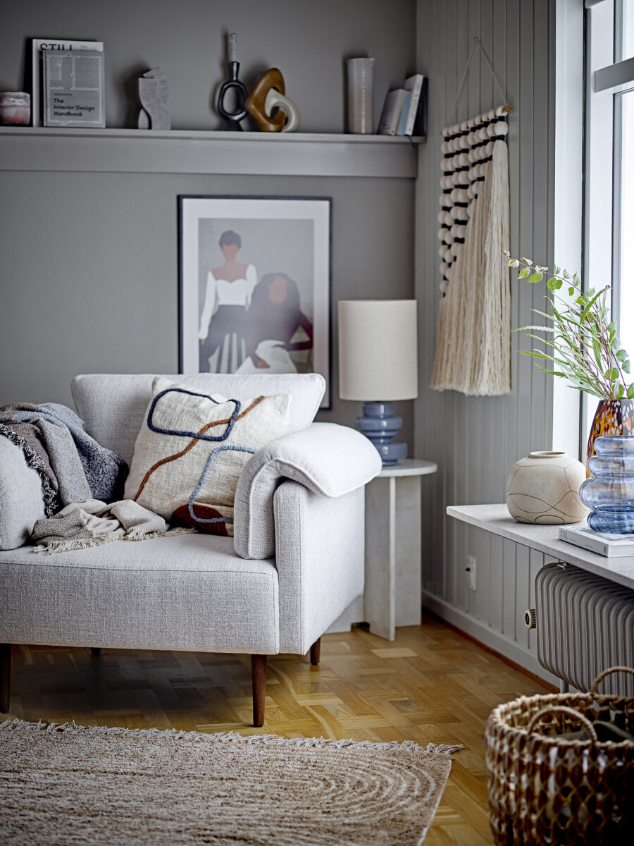 Bloomingville - Fabiola Bordlampe Med Skærm - Blå - Glas