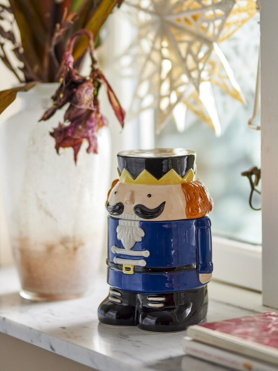 Bloomingville - Feast Krukke Med Låg - Nøddeknækker - Blå - Keramik