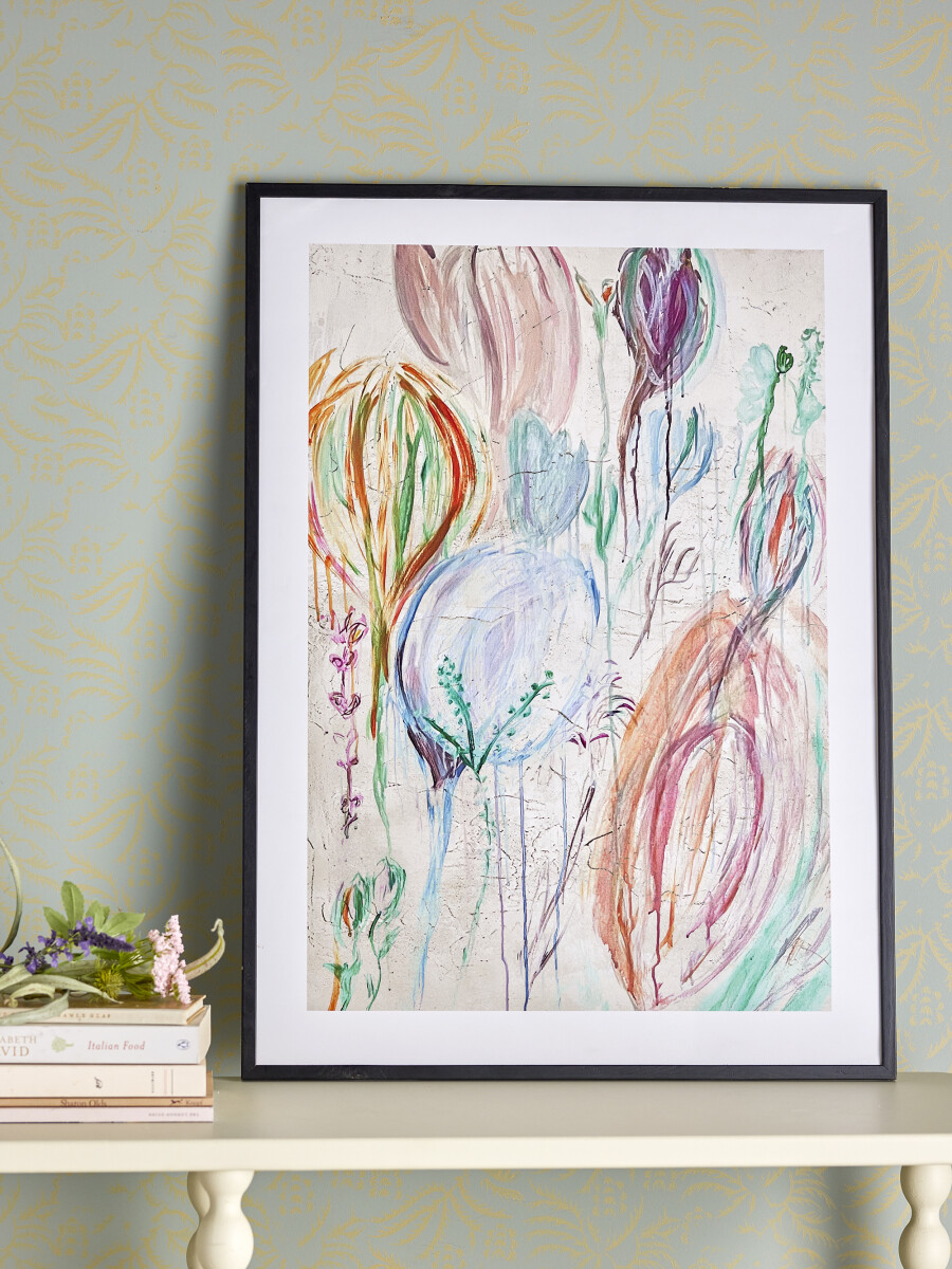 Bloomingville - Francine Illustration Med Ramme - Sort - Fyrretræ