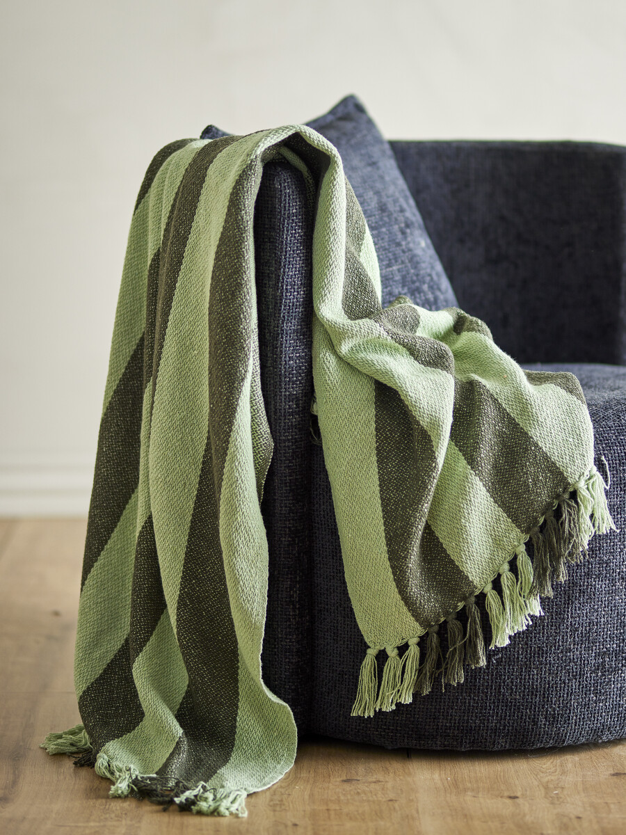 Bloomingville - Frello Plaid Tæppe - Grøn - 160X130 Cm - Bomuld
