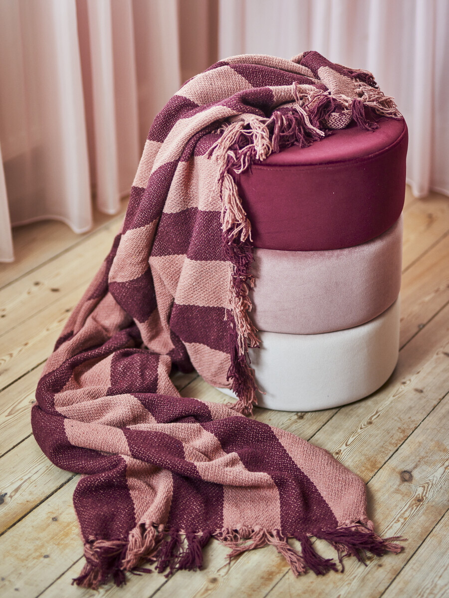 Bloomingville - Frello Plaid Tæppe - Rød - 160X130 Cm - Bomuld