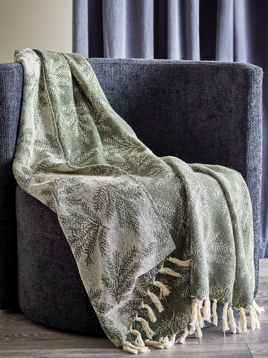 Bloomingville - Gabriela Plaid - Grøn - 160X130 Cm - Bomuld