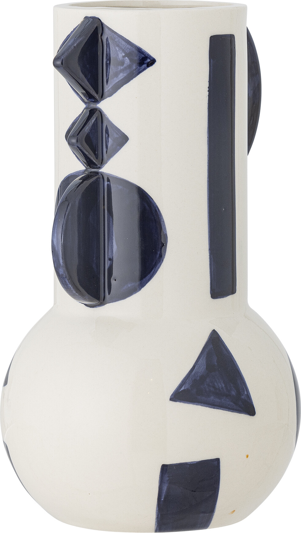 Bloomingville - Graphica Vase - Blå - Stentøj Keramik