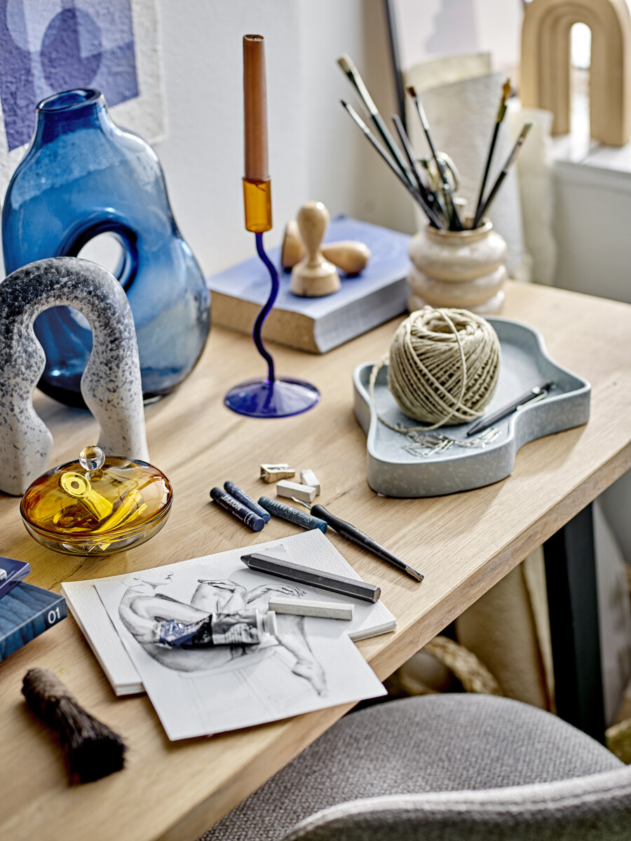 Bloomingville - Harri Vase - Blå - Glas - H 30 Cm