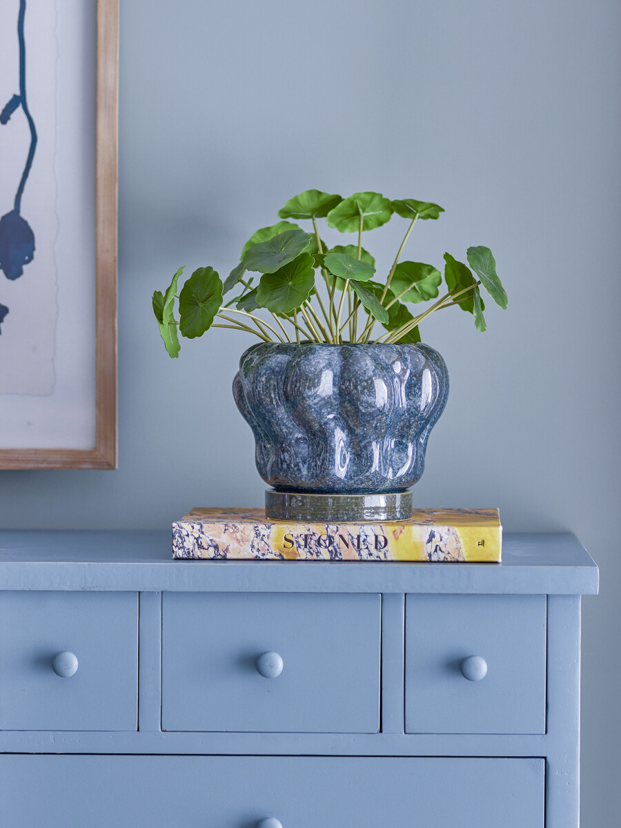 Bloomingville - Hollis Urtepotte Med Underskål - Blå - Keramik