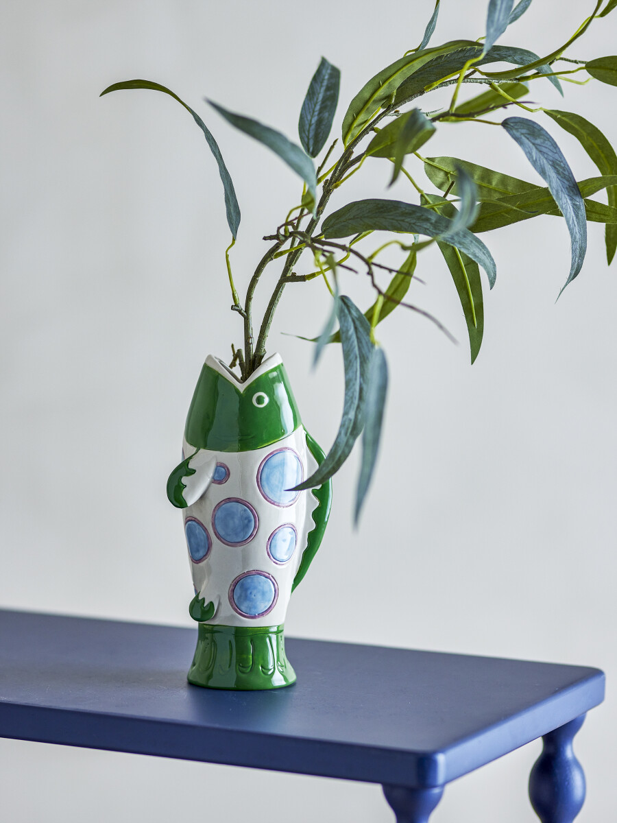 Bloomingville - Irving Vase - Fisk - Multifarvet - Stentøj Keramik