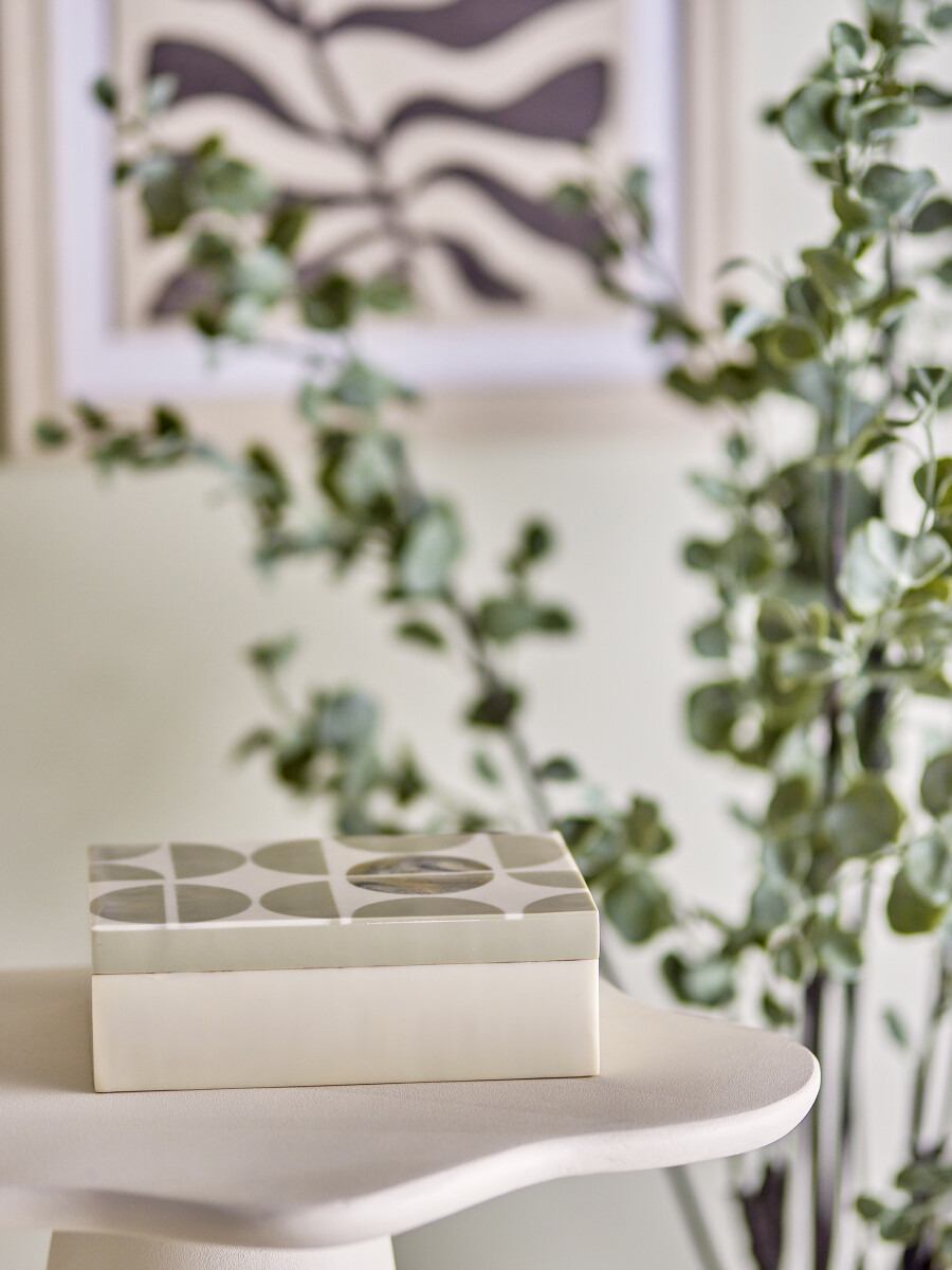 Bloomingville - Kabela Æske Med Låg - Grå - Resin