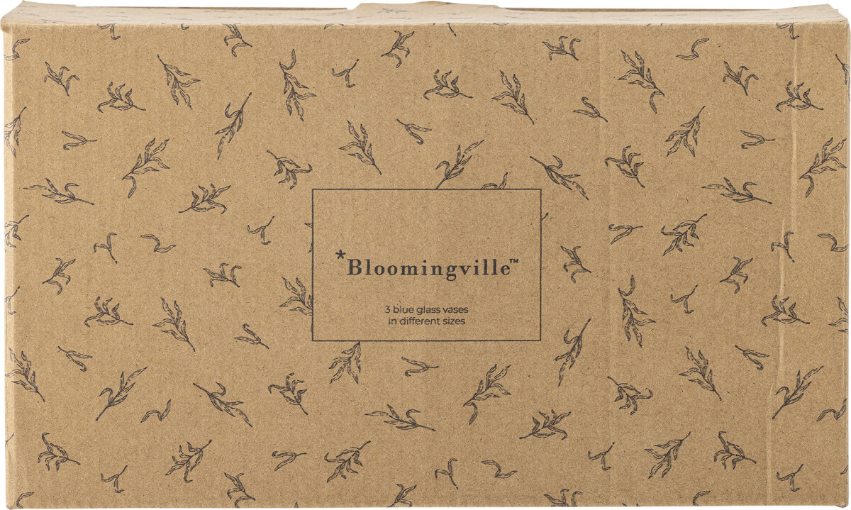Bloomingville - Kinsie Vaser - Blå - Glas - Sæt Med 3 Stk