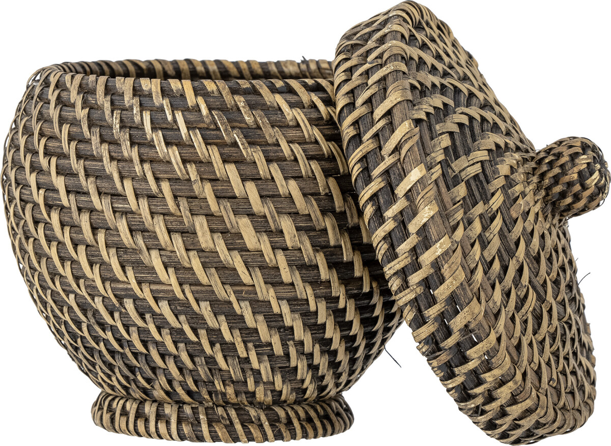 Bloomingville - Leoonie Kurv Med Låg - Sort - Rattan