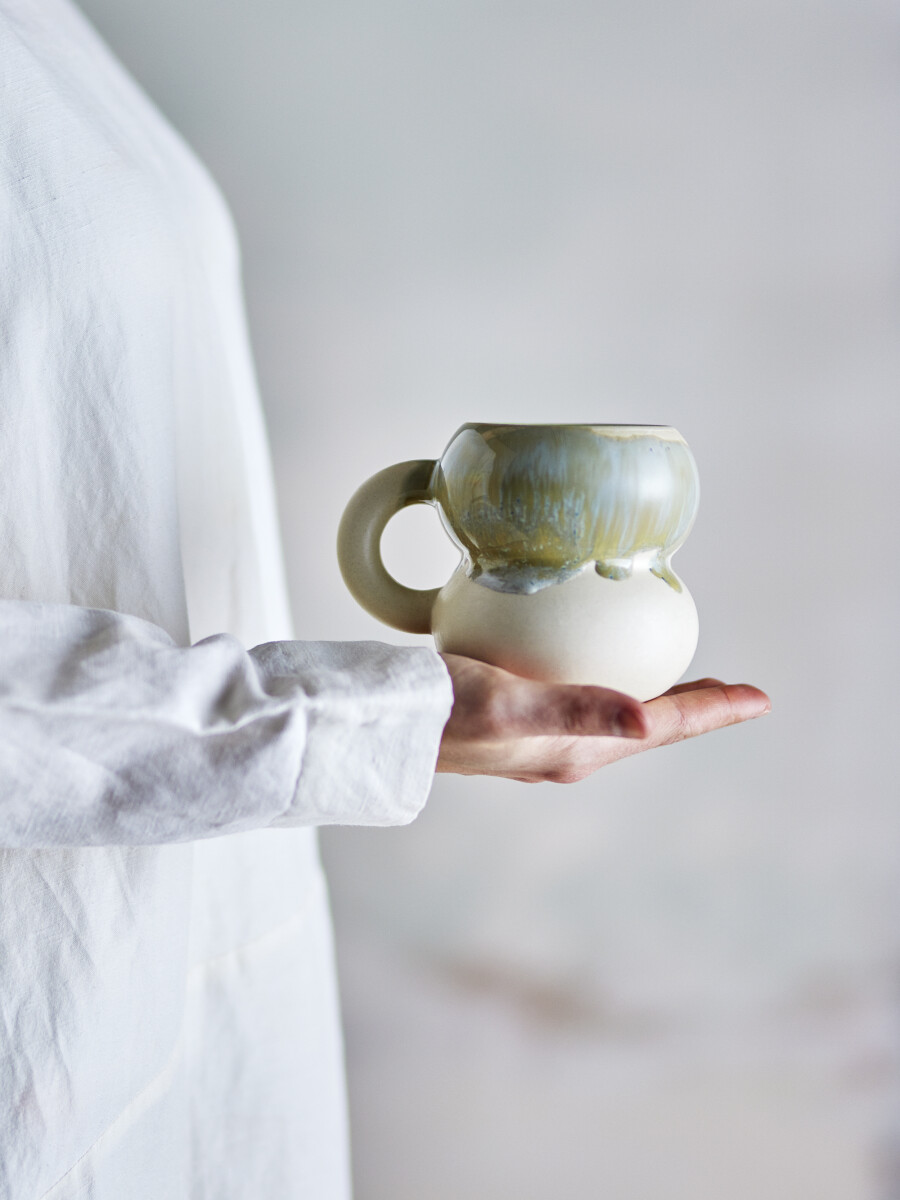 Bloomingville Krus - Luna - Blå - Stentøj - 400 Ml - Sæt Med 4