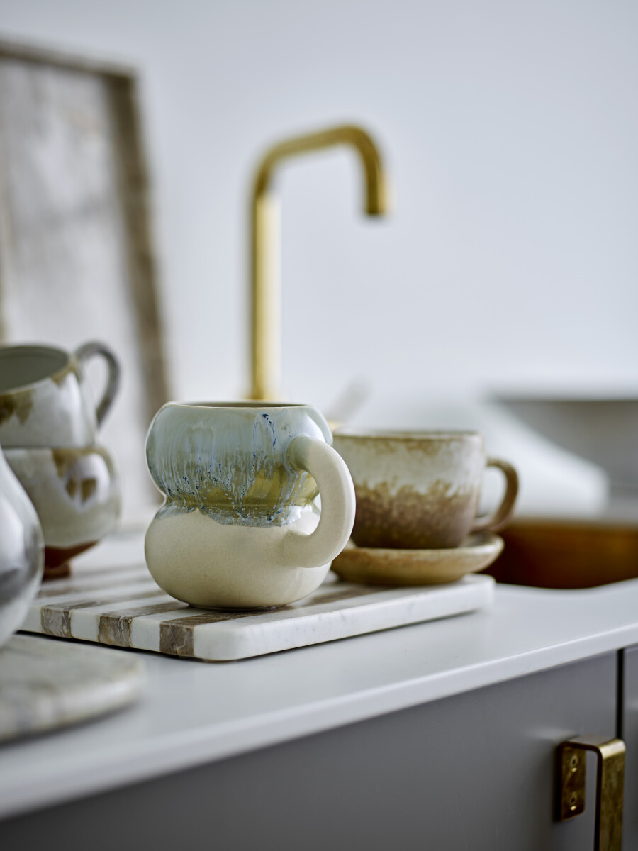 Bloomingville Krus - Luna - Blå - Stentøj - 400 Ml - Sæt Med 4