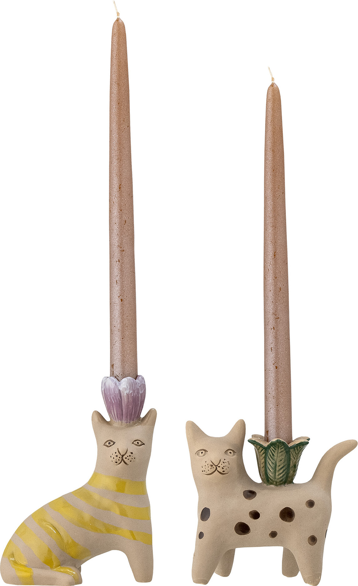 Bloomingville - Mamie Lysestager - Brun - Stentøj Keramik - 2 Stk