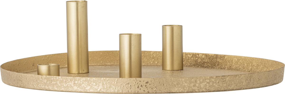 Bloomingville - Maxime Lysestager Med Fad - Guld - Metal - 7 Dele