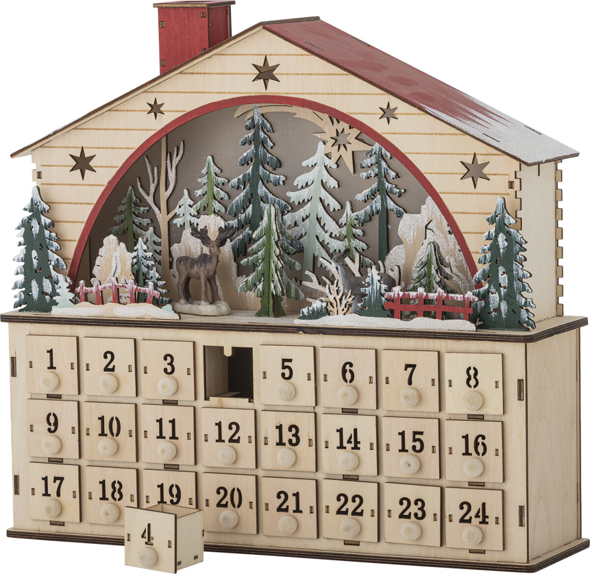 Bloomingville - Melvin Fyld Selv Julekalender Med Lys - Krydsfiner
