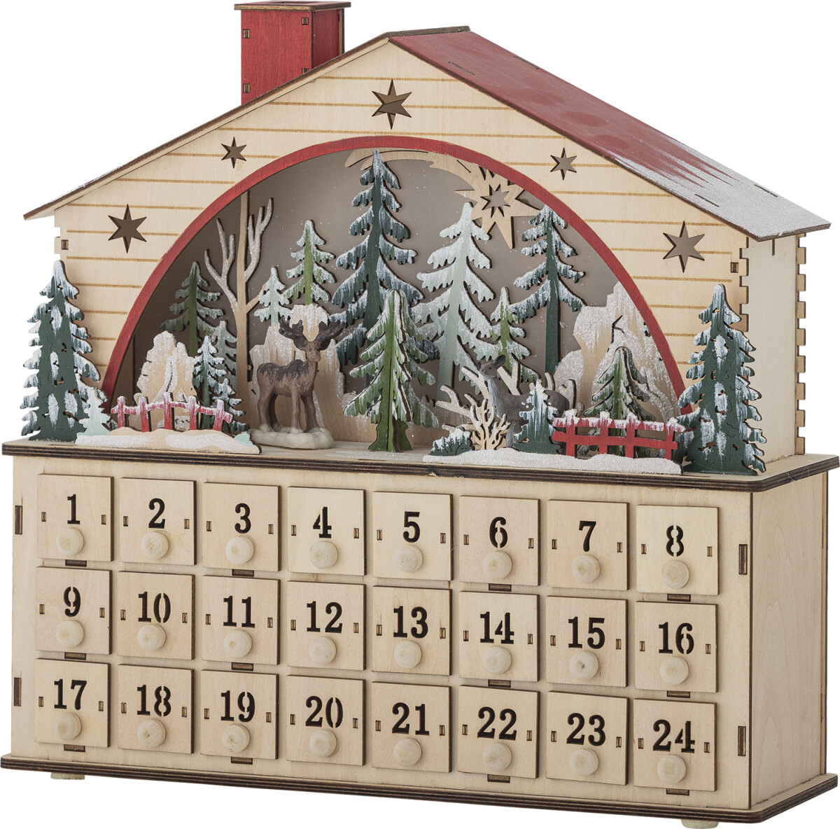 Bloomingville - Melvin Fyld Selv Julekalender Med Lys - Krydsfiner