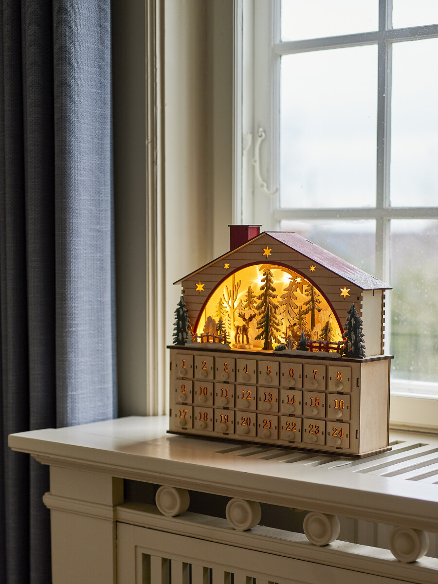 Bloomingville - Melvin Fyld Selv Julekalender Med Lys - Krydsfiner