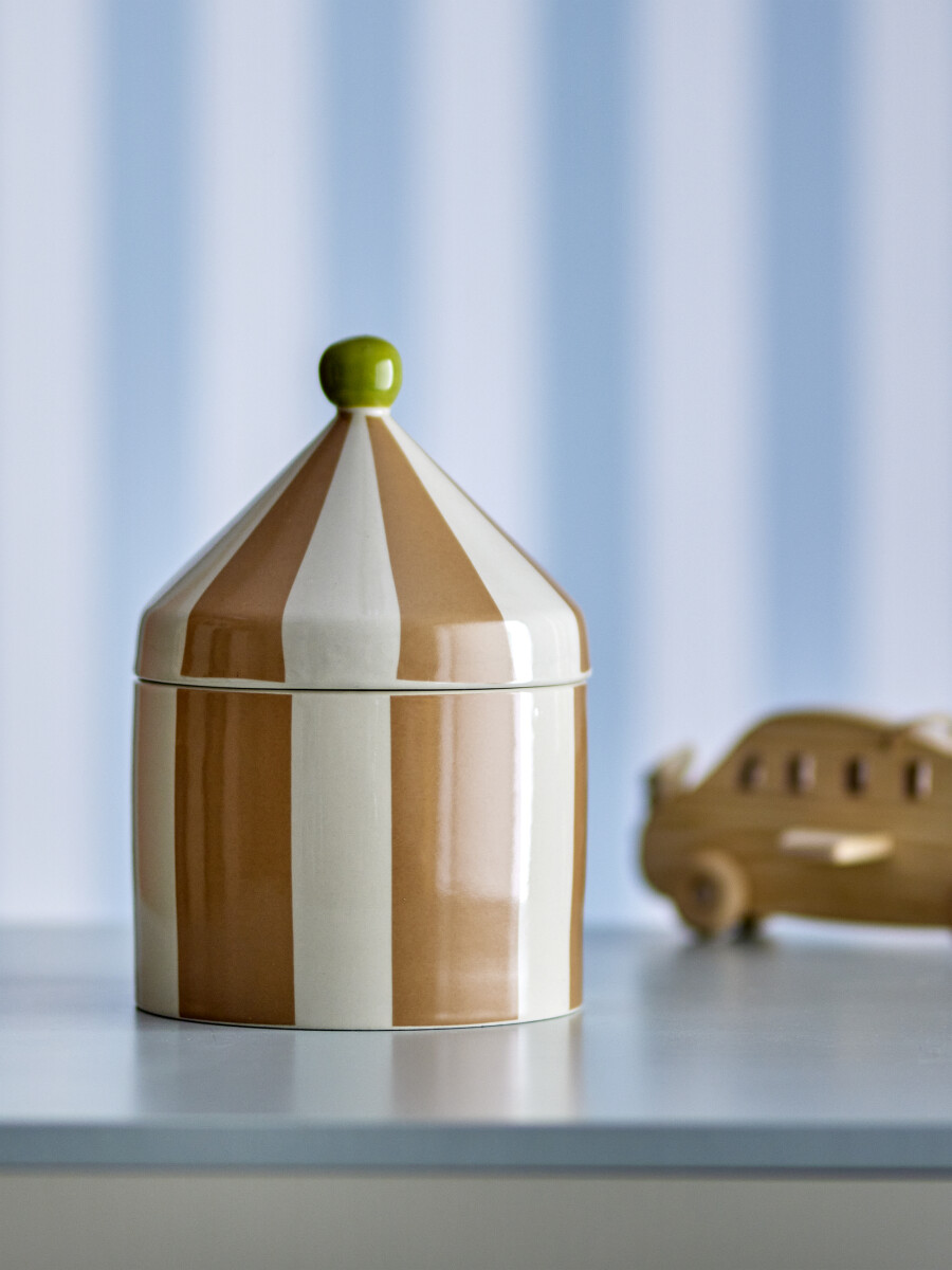 Bloomingville Mini - Cimmi Krukke Med Låg - Beige - Stentøj