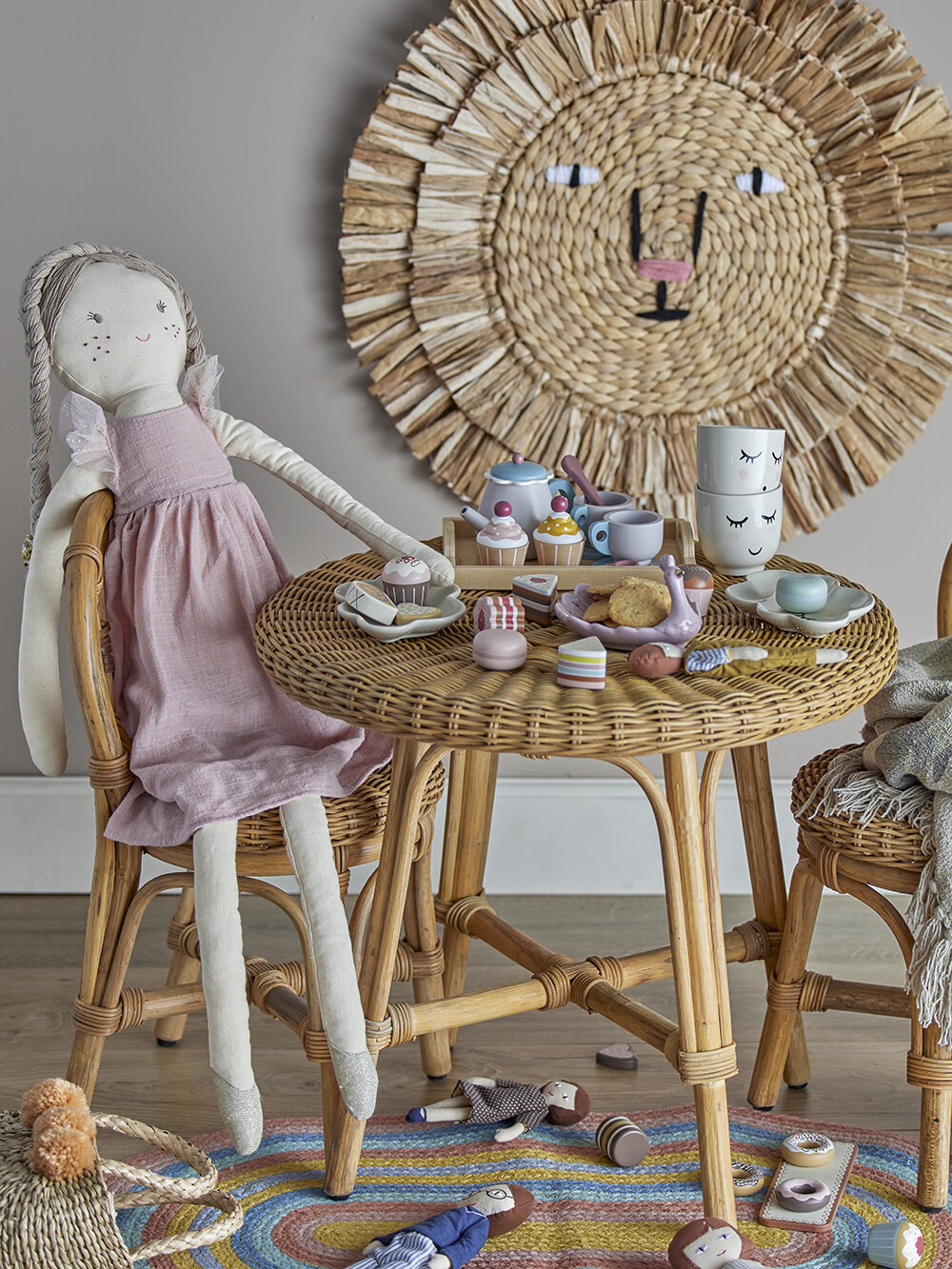 Bloomingville Mini - Gentrim Tesæt Til Børn - Grå - Krydsfiner - 8 Dele