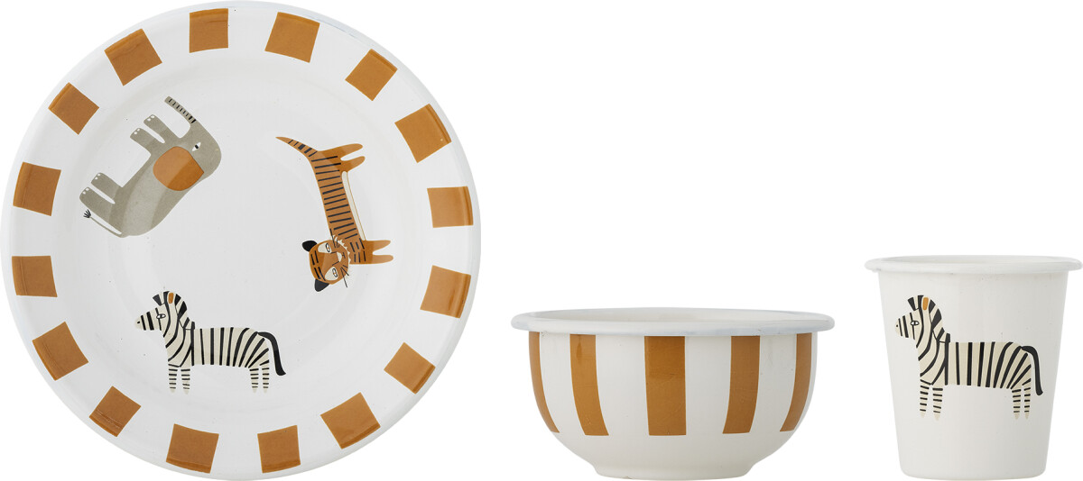 Bloomingville Mini - Jesse Service Sæt Til Børn - Orange - Jern - 3 Dele