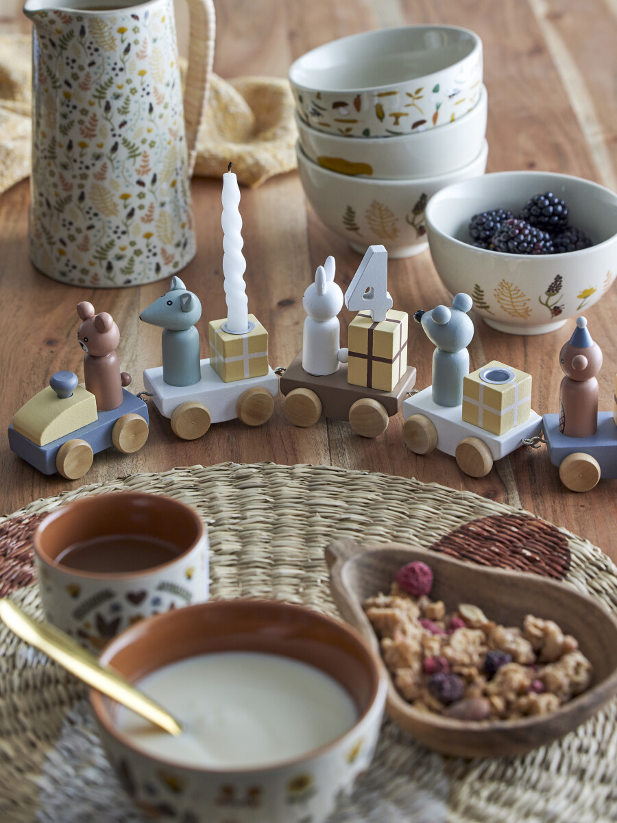 Bloomingville Mini - Junaid Fødselsdagstog Med Dyr I Træ - Brun