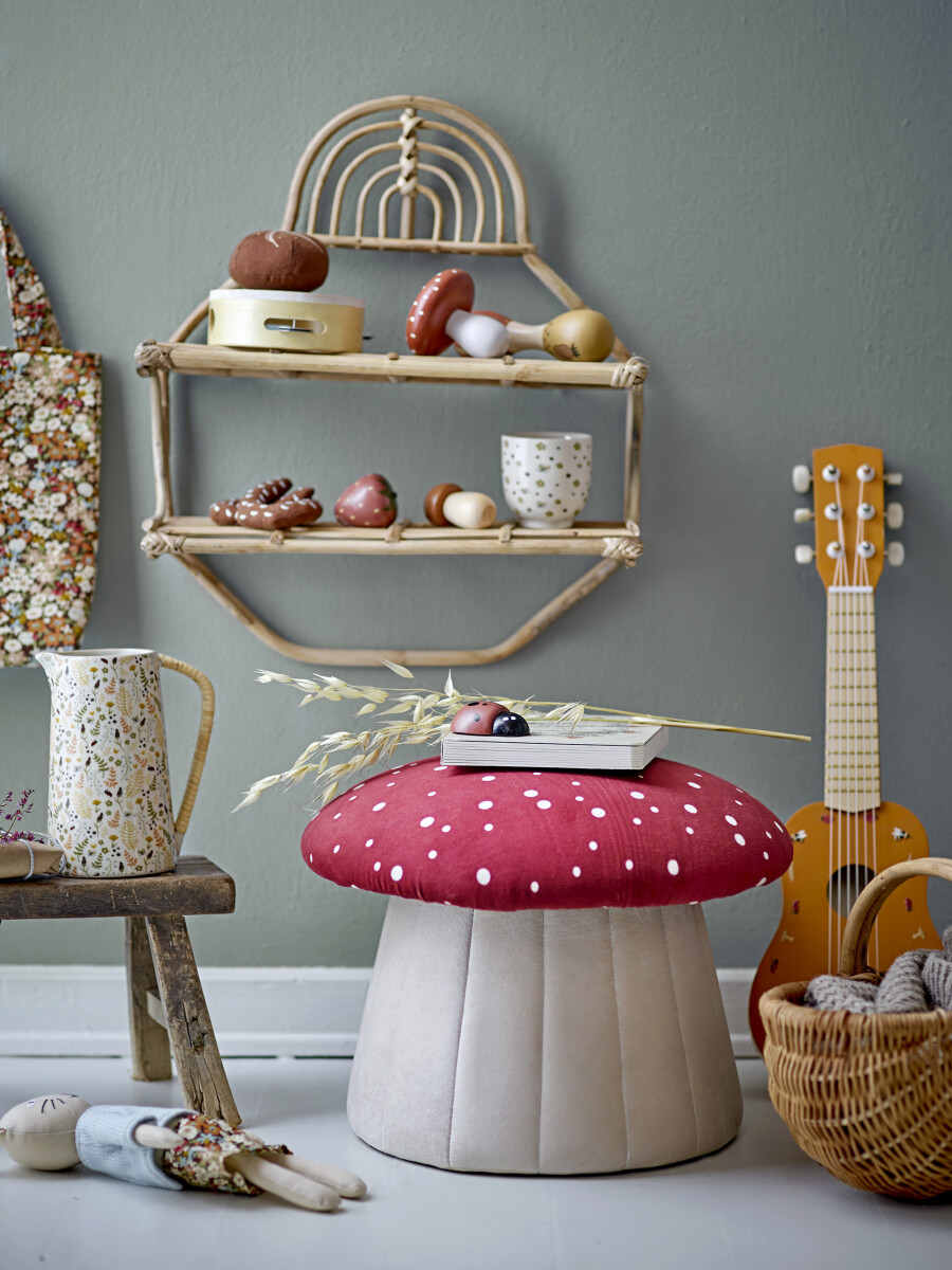 Bloomingville Mini - Lue Puf Til Børneværelse - Rød - Polyester