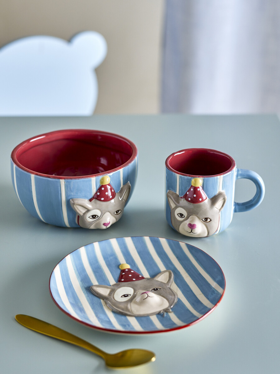 Bloomingville Mini - Party Servicesæt - Multifarvet - Stentøj - 3 Dele