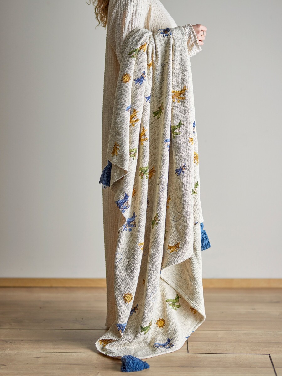 Bloomingville Mini - Tæppe - 160X130 Cm - Plane Plaid Natur